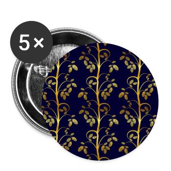 Muster Ranke Goldoptik blau - Buttons groß 56 mm (5er Pack) - Weiß - Vorne