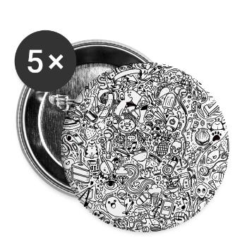 Jeux de griffonnage - Lot de 5 grands badges (56 mm) - blanc - Devant