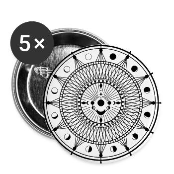 Mond Phasen Geometrie schwarz - Buttons groß 56 mm (5er Pack) - Weiß - Vorne