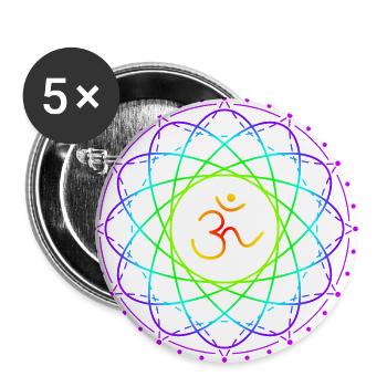 Sacred geometry with Om symbol - Buttons large 2.2''/56 mm (5-pack) - white - Front