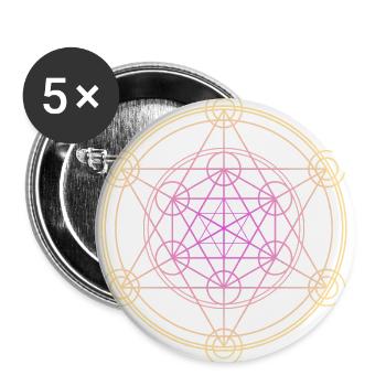 Merkaba Sacred Geometry - Buttons large 2.2''/56 mm (5-pack) - white - Front
