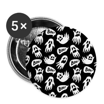 Motif fantôme effrayant mignon Halloween Boo - Lot de 5 grands badges (56 mm) - blanc - Devant