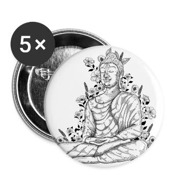 Bouddha - Lot de 5 grands badges (56 mm) - blanc - Devant
