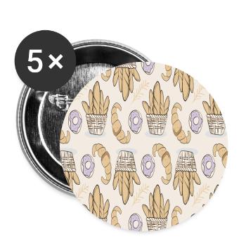 Bäcker Geschenk Backwaren Backen Bäckerei - Buttons groß 56 mm (5er Pack) - Weiß - Vorne