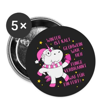 Glühweinhorn Coole Lustige Sprüche - Buttons groß 56 mm (5er Pack) - Weiß - Vorne