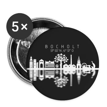 Bocholt skyline / coordinates - Buttons large 2.2''/56 mm (5-pack) - white - Front