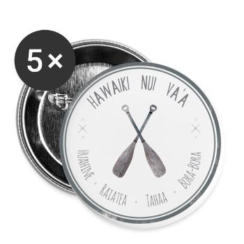 Course de pirogue Polynesienne Hawaiki nui vaa - Lot de 5 grands badges (56 mm) - blanc - Devant