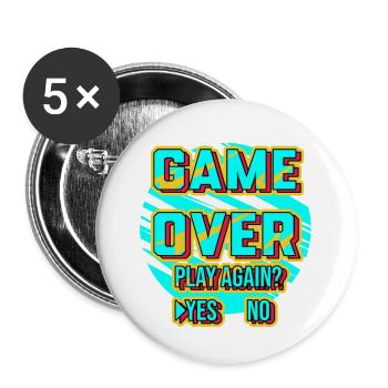 Spiel vorbei Spielen Sie noch einmal - Buttons groß 56 mm (5er Pack) - Weiß - Vorne