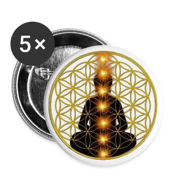 Blume des lebens Meditation Chakren - Buttons groß 56 mm (5er Pack) - Weiß - Vorne