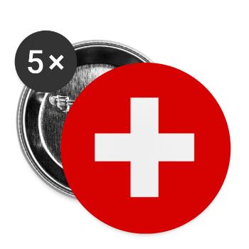 Drapeau suisse - Cadeau de fierté suisse - Lot de 5 grands badges (56 mm) - blanc - Devant