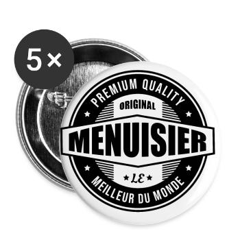 LOGO MENUISIER ORIGINAL - Lot de 5 grands badges (56 mm) - blanc - Devant