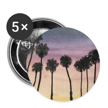 Palmen im Sonnenaufgang Sonnenuntergang - Buttons groß 56 mm (5er Pack) - Weiß - Vorne