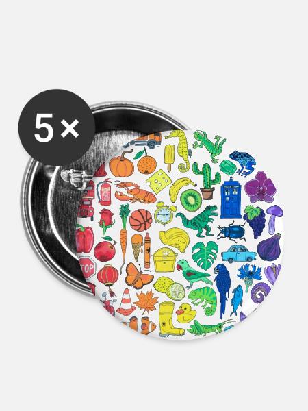Rainbow Gradient Small Parts - Buttons large 2.2''/56 mm (5-pack) - white