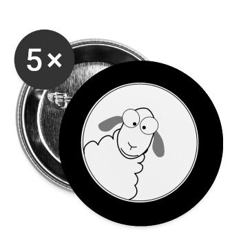 Schaf kuckt ins Loch - Buttons groß 56 mm (5er Pack) - Weiß - Vorne