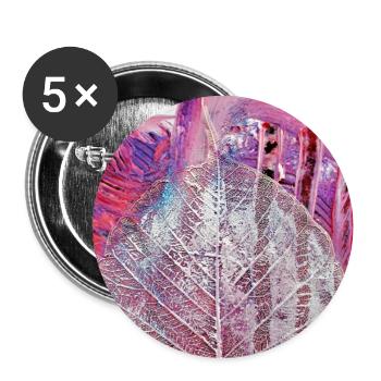 Malerei Acryl Blattadern abstrakt Pink-Rosa-lila - Buttons groß 56 mm (5er Pack) - Weiß - Vorne