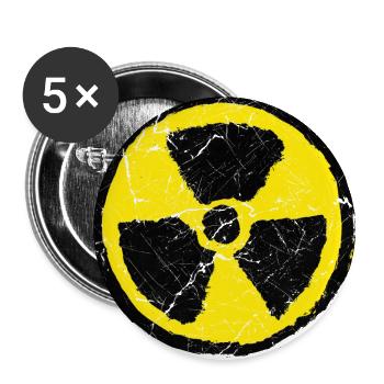 Logo radioactif Signal Vintage Funny Radio - Lot de 5 grands badges (56 mm) - blanc - Devant