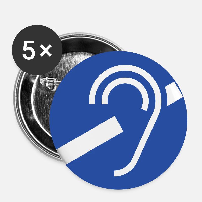 Gehör Symbol - Buttons groß 56 mm (5er Pack) - Weiß