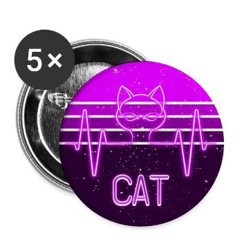Purple neon cat - Buttons large 2.2''/56 mm (5-pack) - white - Front