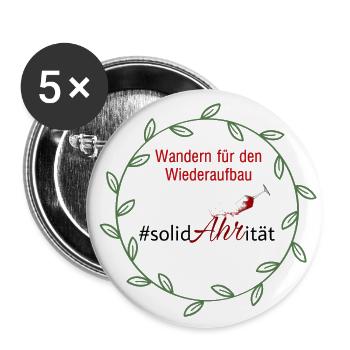 Wiederaufbau mit Blumenkranz grün - Buttons groß 56 mm (5er Pack) - Weiß - Vorne
