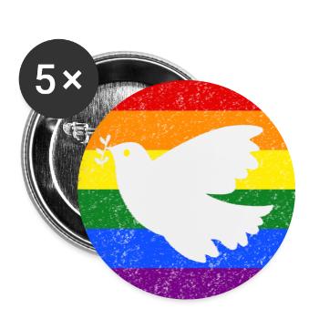 Peace Flag Rainbow Dove of Peace Ukraine - Buttons large 2.2''/56 mm (5-pack) - white - Front