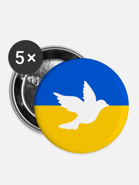 Ukraine - Buttons groß 56 mm (5er Pack) - Weiß