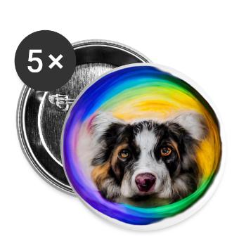 Rainbow Dog Australian Shepherd - Buttons large 2.2''/56 mm (5-pack) - white - Front