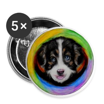 Rainbow Dog Australian Shepherd - Buttons large 2.2''/56 mm (5-pack) - white - Front