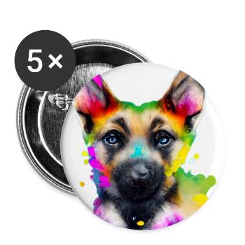 Shepherd dog in Bunt - Buttons large 2.2''/56 mm (5-pack) - white - Front