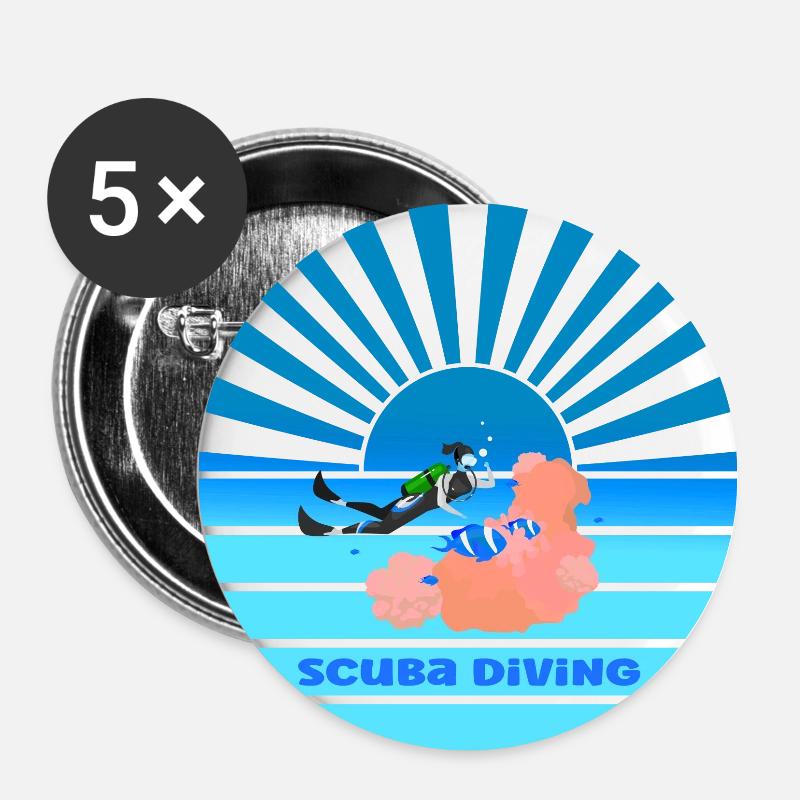 Scuba diving sunset - Buttons large 2.2''/56 mm (5-pack) - white