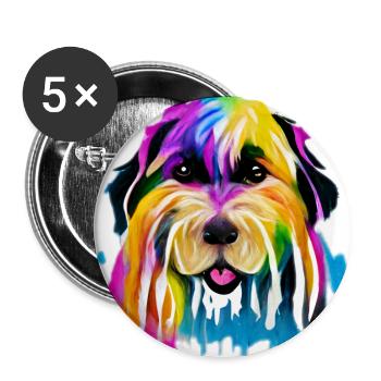 Briard in colour - Buttons large 2.2''/56 mm (5-pack) - white - Front
