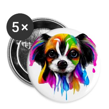 Papillon in Farbe - Buttons groß 56 mm (5er Pack) - Weiß - Vorne