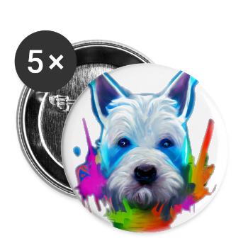 West Highland White Terrier Design - colorful - Buttons large 2.2''/56 mm (5-pack) - white - Front