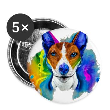 Basenji Design in Farbe - Buttons groß 56 mm (5er Pack) - Weiß - Vorne