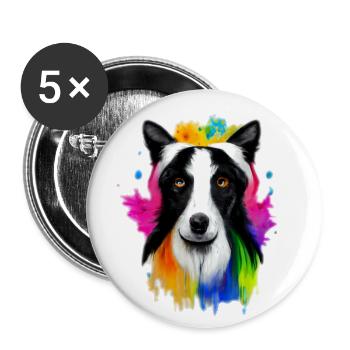 Collie design in color - Buttons large 2.2''/56 mm (5-pack) - white - Front
