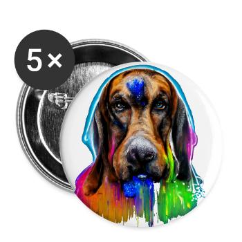 Bloodhound Design in Farbe - Buttons groß 56 mm (5er Pack) - Weiß - Vorne