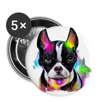Boston Terrier Design in Farbe - Buttons groß 56 mm (5er Pack) - Weiß - Vorne