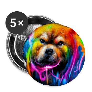 Chow Chow Design in Farbe - Buttons groß 56 mm (5er Pack) - Weiß - Vorne