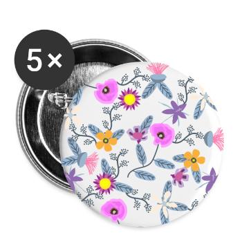 Mohnblüte Wildblumen Blüte Blumenkunst - Buttons groß 56 mm (5er Pack) - Weiß - Vorne