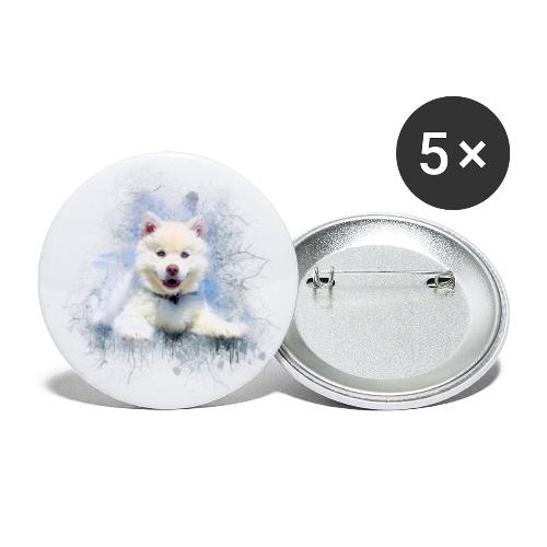 Husky sibérien Blanc chiot mignon -by- Wyll-Fryd - Lot de 5 grands badges (56 mm)