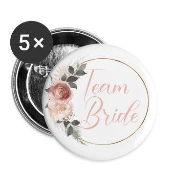 Équipe Bride! Fleurs Bouquet Boho Couronne - Lot de 5 grands badges (56 mm) - blanc - Devant
