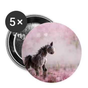 Bébé Cheval Rose Gris Saut - Lot de 5 grands badges (56 mm) - blanc - Devant