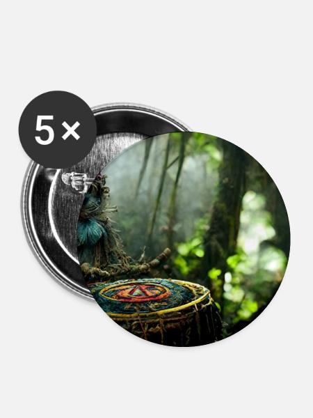 Schameneim Dschungel - Buttons groß 56 mm (5er Pack) - Weiß