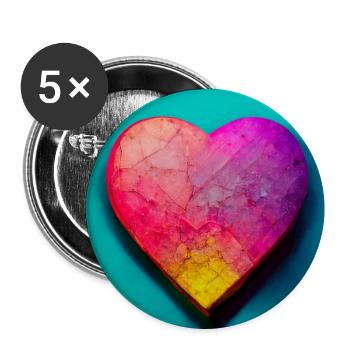 Heart Abstract Photorealistic II - Buttons large 2.2''/56 mm (5-pack) - white - Front
