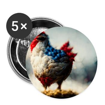 Fantaisie abstraite du poulet - Lot de 5 grands badges (56 mm) - blanc - Devant
