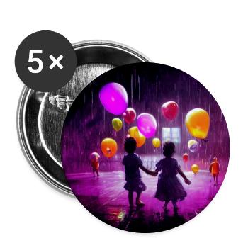 Neon Balloons - Buttons groß 56 mm (5er Pack) - Weiß - Vorne