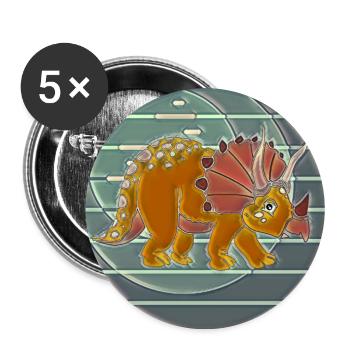 triceratops dinosaurier - Buttons groß 56 mm (5er Pack) - Weiß - Vorne