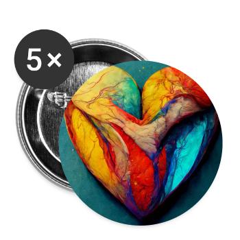 Herz Love Abstract Collection 11 - Buttons groß 56 mm (5er Pack) - Weiß - Vorne
