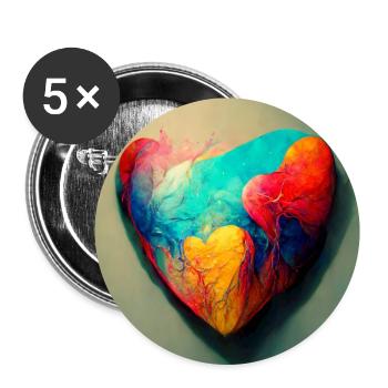 Herz Love Abstract Collection 9 - Buttons groß 56 mm (5er Pack) - Weiß - Vorne