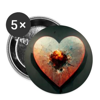 Herz Love Abstract Collection 31 - Buttons groß 56 mm (5er Pack) - Weiß - Vorne