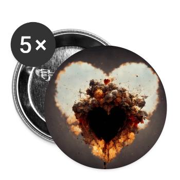 Herz Love Abstract Collection 28 - Buttons groß 56 mm (5er Pack) - Weiß - Vorne